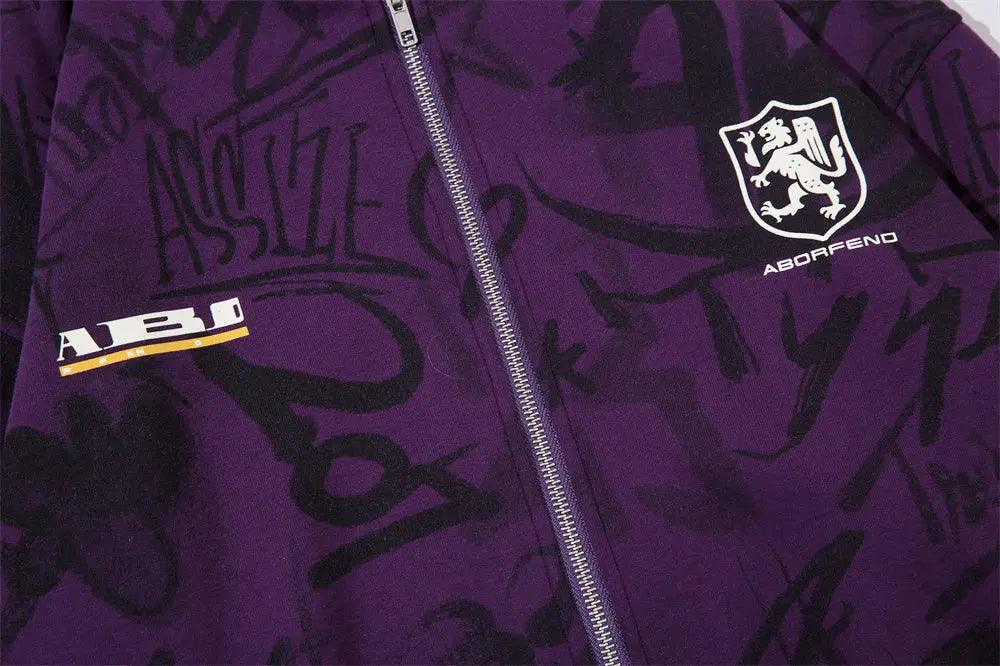 Graffiti Print Hooded Sweatshirt - MRC STORETopMy StoreGraffiti Print Hooded Sweatshirt - MRC STOREMRC STORECJWY200377908HSPurpleL