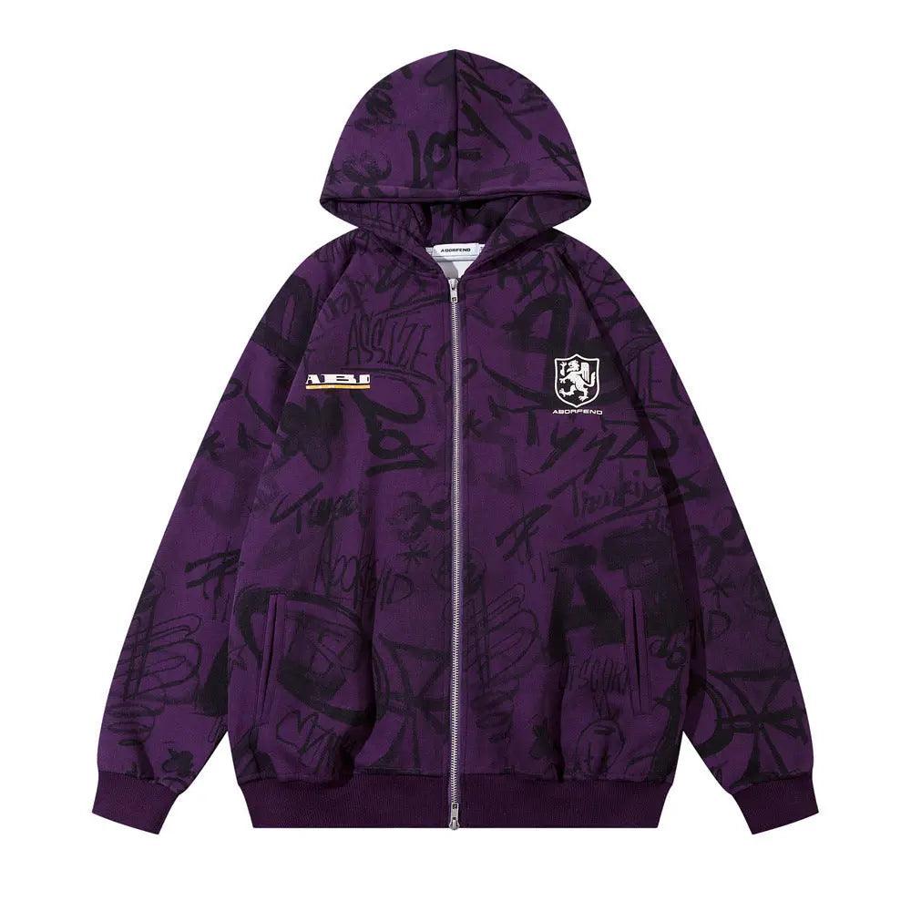 Graffiti Print Hooded Sweatshirt - MRC STORETopMy StoreGraffiti Print Hooded Sweatshirt - MRC STOREMRC STORECJWY200377908HSPurpleL