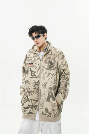 Graffiti Print Hooded Sweatshirt - MRC STORETopMy StoreGraffiti Print Hooded Sweatshirt - MRC STOREMRC STORECJWY200377908HSPurpleL