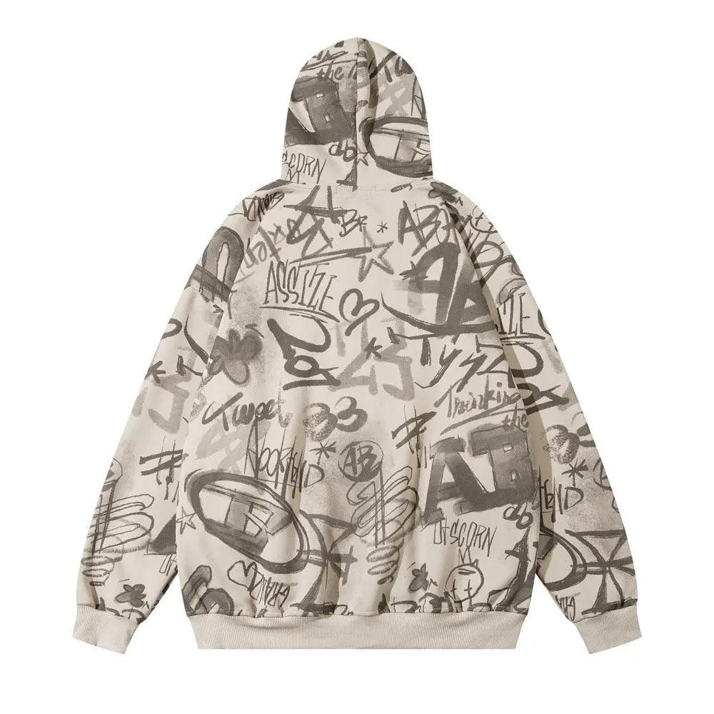 Graffiti Print Hooded Sweatshirt - MRC STORETopMy StoreGraffiti Print Hooded Sweatshirt - MRC STOREMRC STORECJWY200377908HSPurpleL