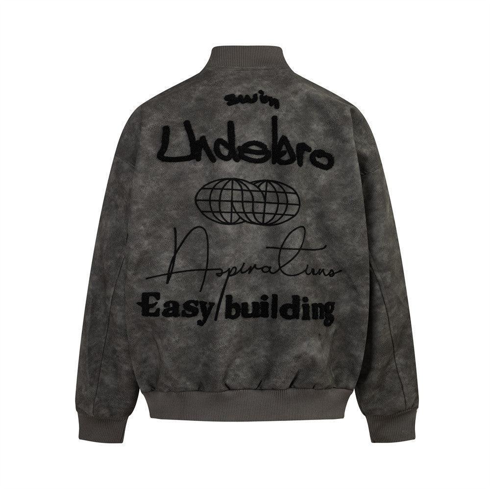 The Letters レターズ BLERO EMBROIDERY JACKET Letter Embroidery Creative Biker's Leather Jacket - MRC STORE