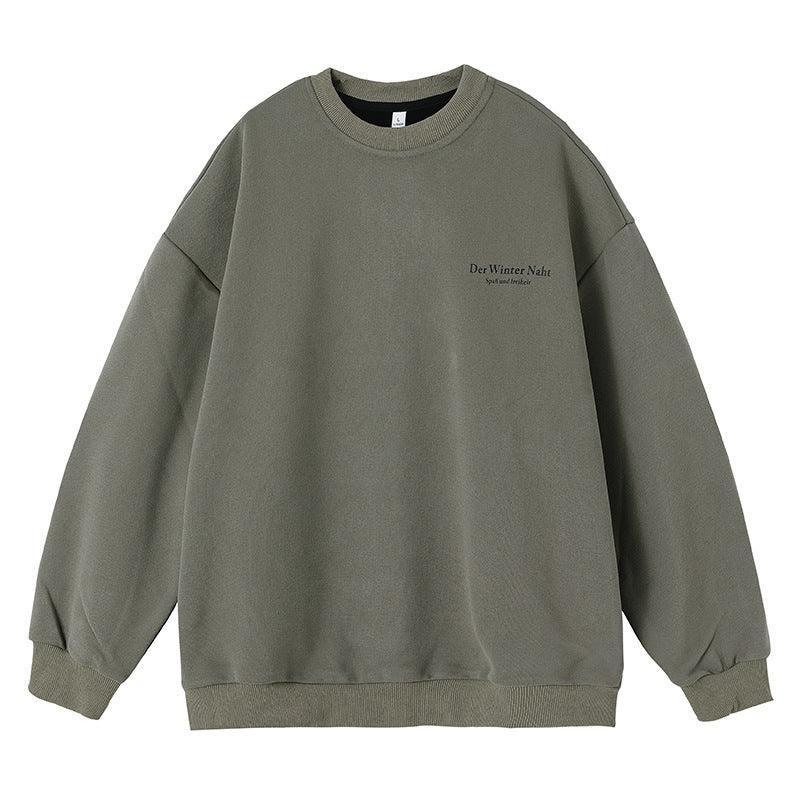 Apricot retro print crew neck sweatshirt by My Store, loose fit top with vintage-inspired design and comfortable fabric.