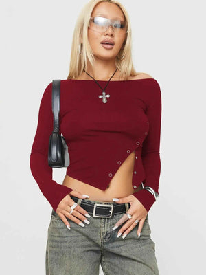 Slim Fit Long Sleeve Top - MRC STORETopMy StoreSlim Fit Long Sleeve TopMRC STORECJCS210178819SHWine RedL