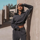 Turtleneck Zipper Sweatshirt – Loose Pants Set - MRC STORETopMy StoreLong Sleeve Turtleneck Zipper Sweatshirt with Loose Straight - Leg Pants - Stylish & Comfortable - MRC STOREMRC STORECJTZ208976903CXGreyL