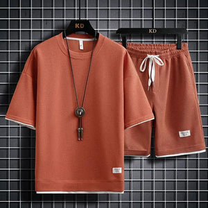 Fashion Solid Color T-Shirt Set - MRC STORETopMy StoreFashion Solid Color T-Shirt Set - MRC STOREMRC STORECJDS147917613MNOrangeS