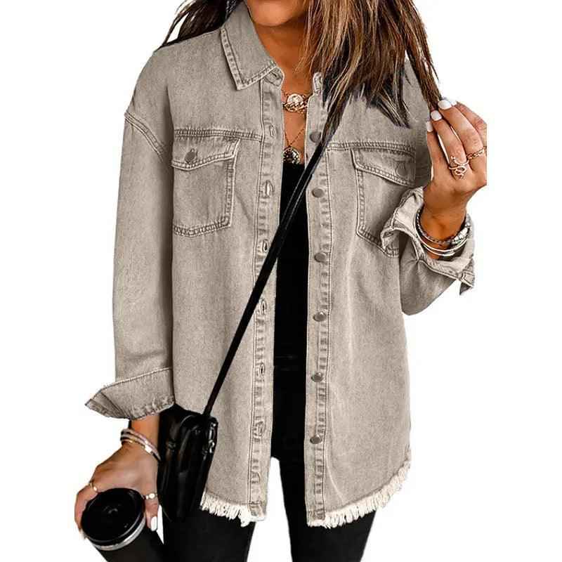 Denim Lapel Top – Casual Style - MRC STORETopMy StoreDenim Lapel Top – Casual StyleMRC STORECJYD210966725YBWhite2XL