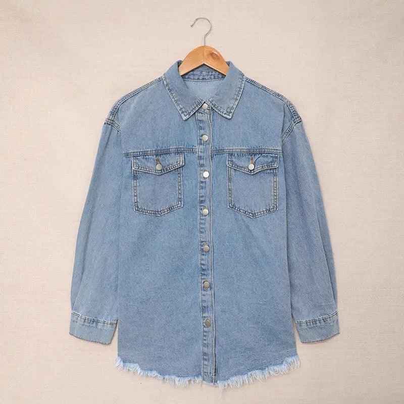 Denim Lapel Top – Casual Style - MRC STORETopMy StoreDenim Lapel Top – Casual StyleMRC STORECJYD210966725YBWhite2XL