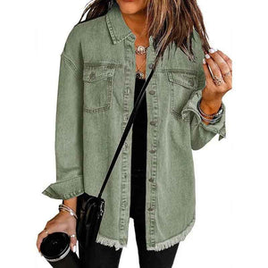 Denim Lapel Top – Casual Style - MRC STORETopMy StoreDenim Lapel Top – Casual StyleMRC STORECJYD210966720TGGreen2XL