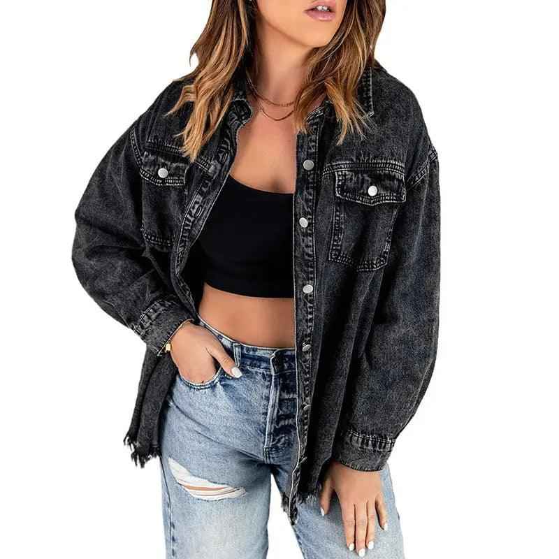 Denim Lapel Top – Casual Style - MRC STORETopMy StoreDenim Lapel Top – Casual StyleMRC STORECJYD210966710JQBlack2XL