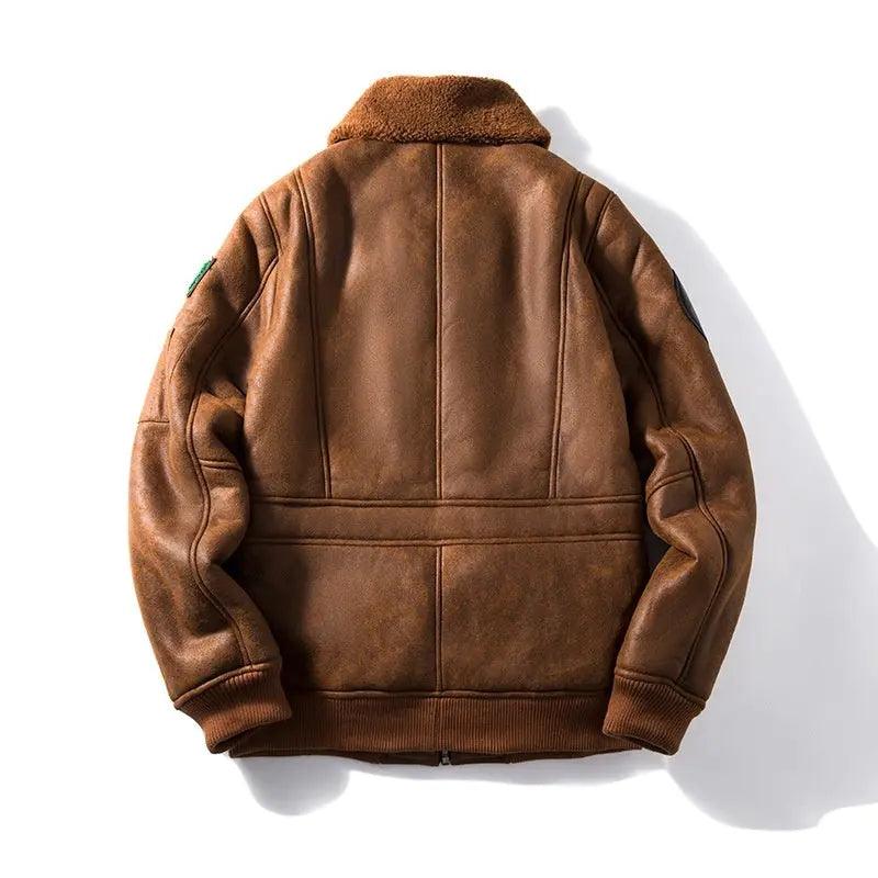 Lambswool Fleece - lined Suede Jacket - MRC STORETopMy StoreBrown leather jacket with fur lining on a white backgroundMRC STORECJYD201533504DWBlack2XL