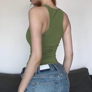 Black women’s Y2K camisole top with a slim U-neck design, made by My Store, shown in a 2XL size.