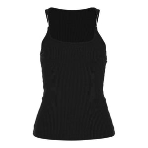 Black women's Y2K camisole top with slim U-neck, stylish vest design, made by My Store in size 2XL.