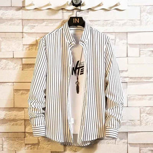Slim Striped Cardigan Shirt - MRC STOREtopMy StoreSlim Striped Cardigan ShirtMRC STORECJXZ144988004DWWhite2XL
