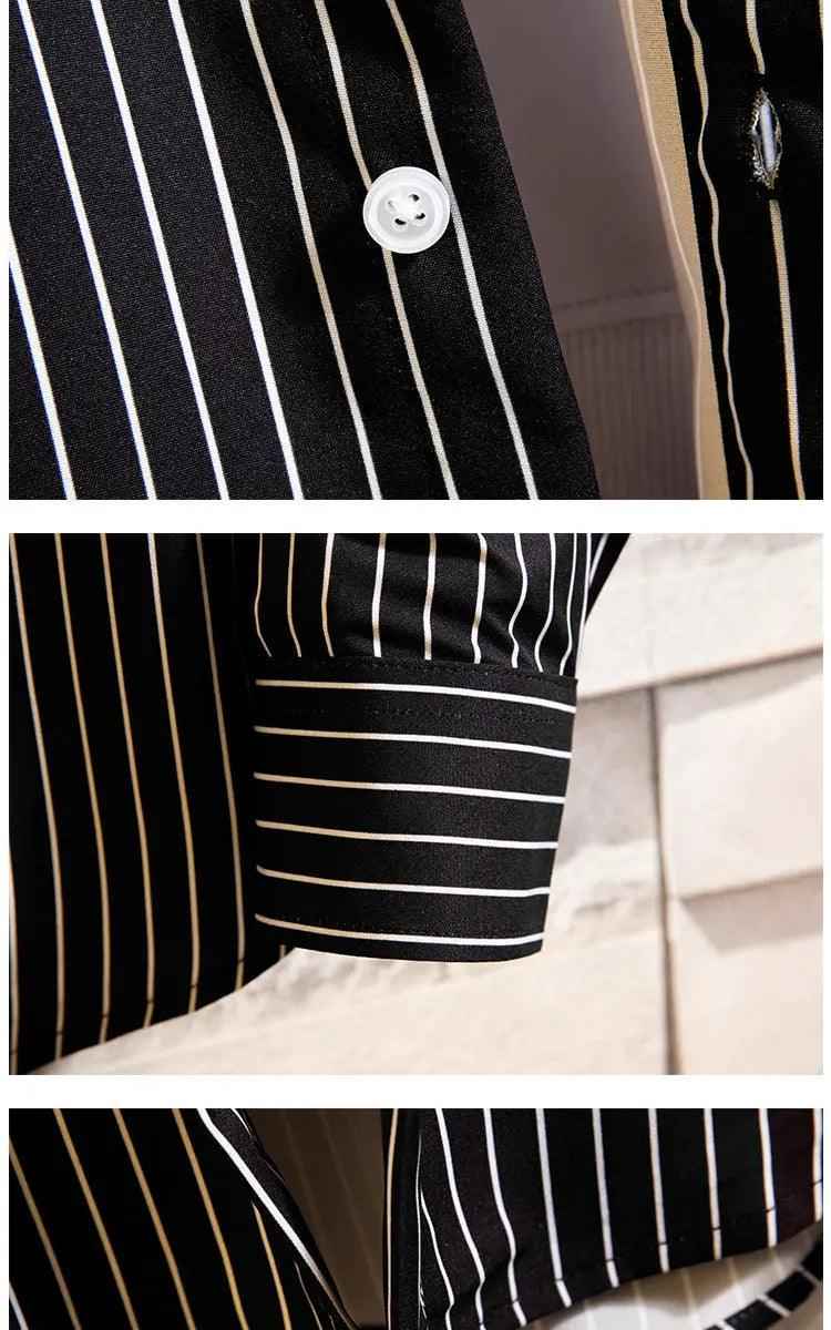 Slim Striped Cardigan Shirt - MRC STOREtopMy StoreSlim Striped Cardigan ShirtMRC STORECJXZ144988011KPBlack2XL