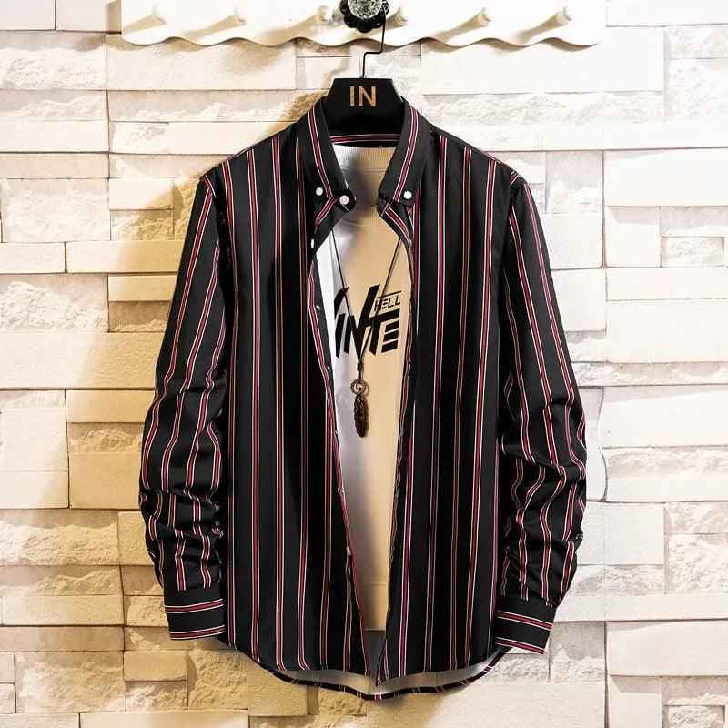 Slim Striped Cardigan Shirt - MRC STOREtopMy StoreSlim Striped Cardigan ShirtMRC STORECJXZ144988025YBBlack and red2XL