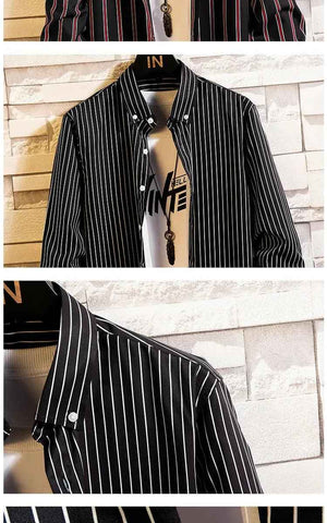 Slim Striped Cardigan Shirt - MRC STOREtopMy StoreSlim Striped Cardigan ShirtMRC STORECJXZ144988032FUBlue and white2XL