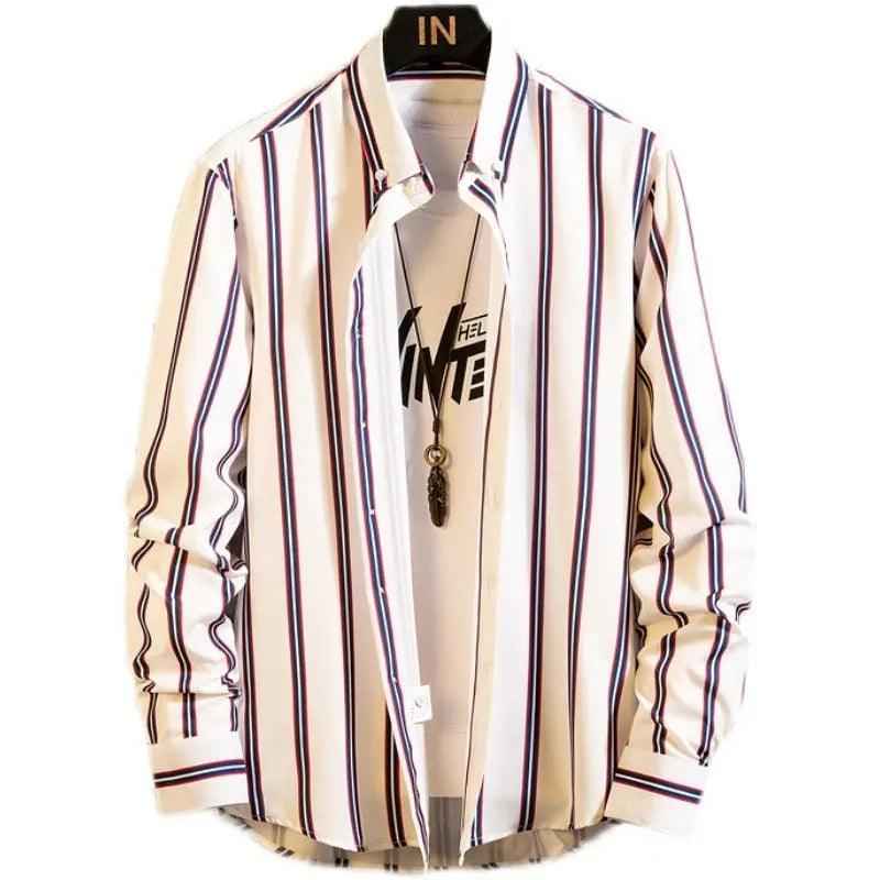 Slim Striped Cardigan Shirt - MRC STOREtopMy StoreSlim Striped Cardigan ShirtMRC STORECJXZ144988032FUBlue and white2XL