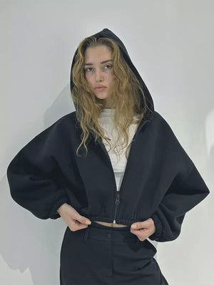 American Zippered Short Hoodie Jacket - MRC STORETopMy StoreAmerican Zippered Short Hoodie Jacket - MRC STOREMRC STORECJWY203201803CXBlackL