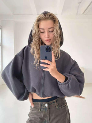 American Zippered Short Hoodie Jacket - MRC STORETopMy StoreAmerican Zippered Short Hoodie Jacket - MRC STOREMRC STORECJWY203201811KPDark GrayL