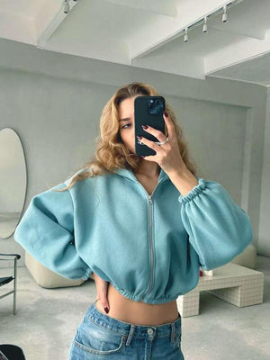 American Zippered Short Hoodie Jacket - MRC STORETopMy StoreAmerican Zippered Short Hoodie Jacket - MRC STOREMRC STORECJWY203201823WDSky BlueL
