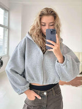 American Zippered Short Hoodie Jacket - MRC STORETopMy StoreAmerican Zippered Short Hoodie Jacket - MRC STOREMRC STORECJWY203201807GTLight GrayL