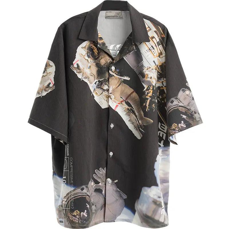 Dark Printed Short - Sleeved Shirt - MRC STORETopMy StoreDark Printed Short - Sleeved Shirt - MRC STOREMRC STORECJNSTXYH01724-Black-LBlackL