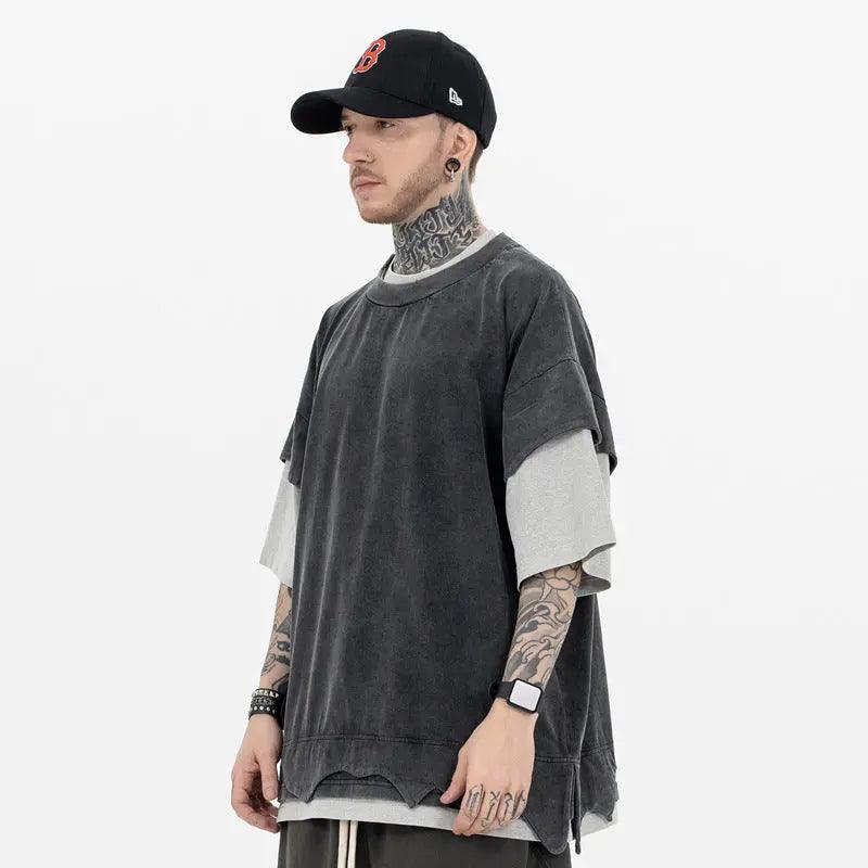 Distressed Retro Patchwork Vintage T-Shirt - MRC STORETopMy StoreDistressed Retro Patchwork Vintage T-Shirt - MRC STOREMRC STORECJYH206181602BYBlackL