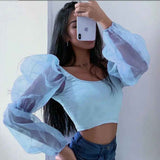 Elastic sleeve top - MRC STOREtopMy StoreElastic sleeve topMRC STORECJNSSYCS03936-Blue-LBlueL