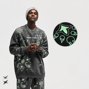 Glow Night Cashew Flower Printing Fleece Sweater - MRC STORETopMy StoreGlow Night Cashew Flower Printing Fleece Sweater - MRC STOREMRC STORECJMS157932902BYBlackL