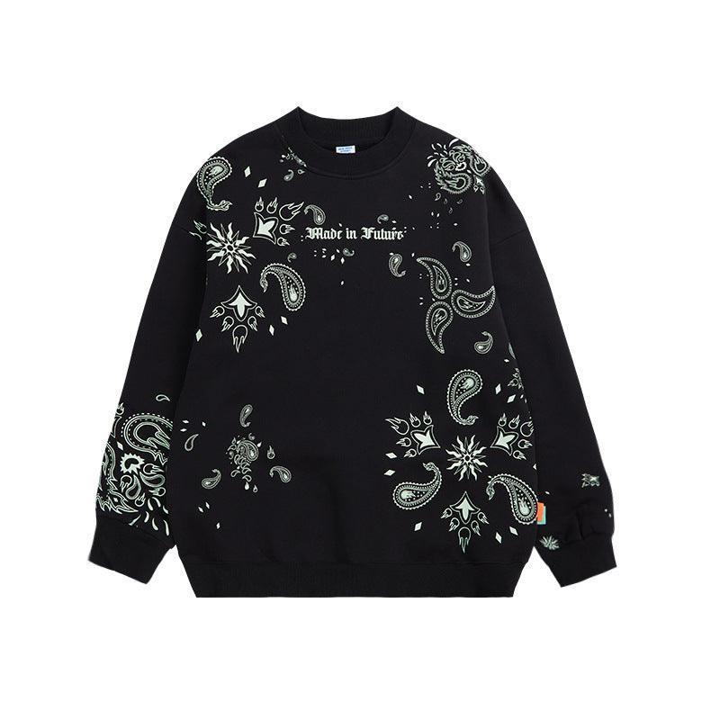 Glow Night Cashew Flower Printing Fleece Sweater - MRC STORETopMy StoreGlow Night Cashew Flower Printing Fleece Sweater - MRC STOREMRC STORECJMS157932902BYBlackL