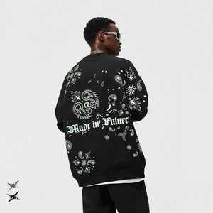 Glow Night Cashew Flower Printing Fleece Sweater - MRC STORETopMy StoreGlow Night Cashew Flower Printing Fleece Sweater - MRC STOREMRC STORECJMS157932902BYBlackL