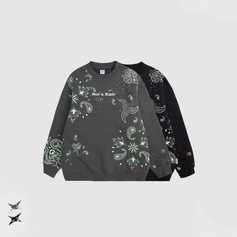 Glow Night Cashew Flower Printing Fleece Sweater - MRC STORETopMy StoreGlow Night Cashew Flower Printing Fleece Sweater - MRC STOREMRC STORECJMS157932905EVDark GreyL