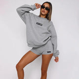 High Waist Printed Tight Shorts & Long Sleeve Top Set - MRC STORETopMy StoreHigh Waist Printed Tight Shorts & Long Sleeve Top Set - MRC STOREMRC STORECJLS211707006FUGrayL