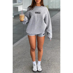 High Waist Printed Tight Shorts & Long Sleeve Top Set - MRC STORETopMy StoreHigh Waist Printed Tight Shorts & Long Sleeve Top Set - MRC STOREMRC STORECJLS211707003CXBlackL