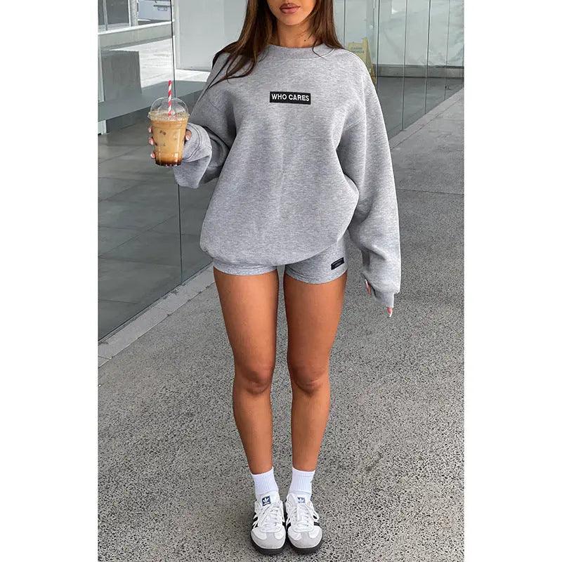 High Waist Printed Tight Shorts & Long Sleeve Top Set - MRC STORETopMy StoreHigh Waist Printed Tight Shorts & Long Sleeve Top Set - MRC STOREMRC STORECJLS211707003CXBlackL