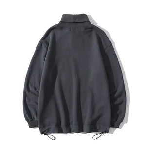 Black high collar hip hop fashion sweater top by My Store, featuring a stylish and comfortable design with a fitted silhouette.
