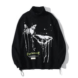 Black high collar hip hop fashion sweater from My Store, stylish top with a bold, modern design and comfortable fit.