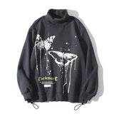 Black Hip Hop Fashion high collar sweater, stylish top from My Store featuring a modern, urban design and comfortable fit.