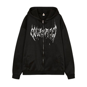 Hooded Butterfly Print Cardigan – Zipper, Black - MRC STORETopMy StoreHooded Zipper Letter Butterfly Print Fleece Cardigan Sweatshirt - Black - MRC STOREMRC STORECJQB1794937-Black-LBlackL