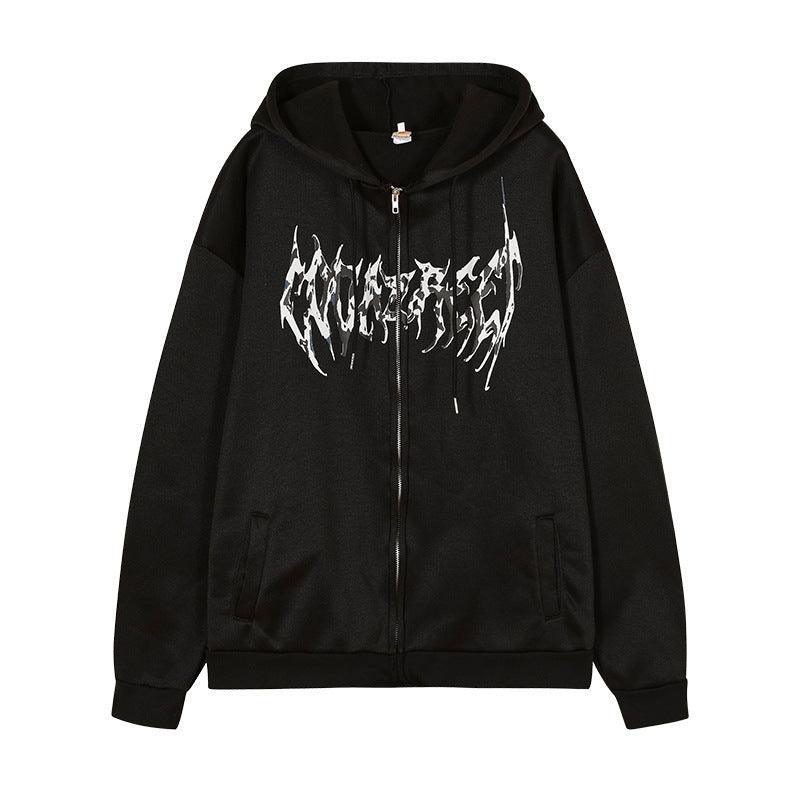 Hooded Butterfly Print Cardigan – Zipper, Black - MRC STORETopMy StoreHooded Zipper Letter Butterfly Print Fleece Cardigan Sweatshirt - Black - MRC STOREMRC STORECJQB1794937-Black-LBlackL