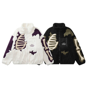 Lamb Wool Stitching Skeleton Embroidered Cotton - MRC STORETopMy StoreLamb Wool Stitching Skeleton Embroidered Cotton - Padded Winter Coat - American Retro Style - MRC STOREMRC STORECJPK196376905EVBlackL