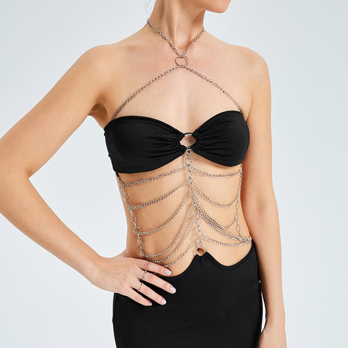Metal Chain Halterneck Cutout Party Dress - Bold and Daring - MRC STORETopMy StoreMetal Chain Halterneck Cutout Party Dress - Bold and Daring - MRC STOREMRC STORECJLY1791160-Black-LBlackL