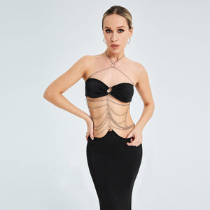 Metal Chain Halterneck Cutout Party Dress - Bold and Daring - MRC STORETopMy StoreMetal Chain Halterneck Cutout Party Dress - Bold and Daring - MRC STOREMRC STORECJLY1791160-Black-LBlackL