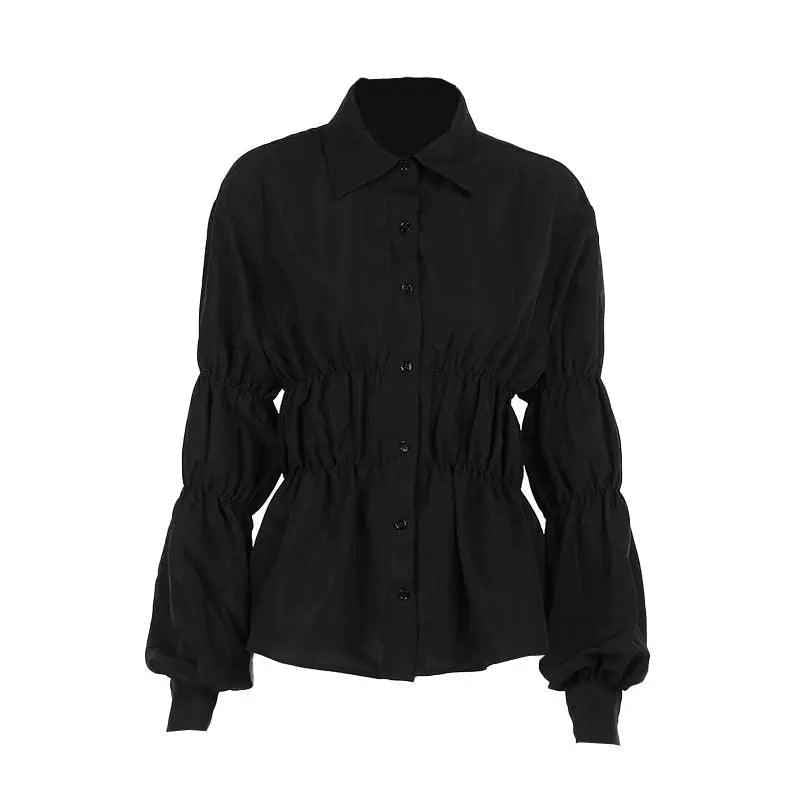 Pleated Button Top - MRC STORETopMy StorePleated Button TopMRC STORECJYD210288003CXBlackL