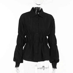 Pleated Button Top - MRC STORETopMy StorePleated Button TopMRC STORECJYD210288003CXBlackL