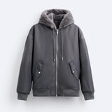 Plush Hooded Faux Fur coat - MRC STORETopMy StorePlush Hooded Faux Fur coat - Cozy and Stylish Outerwear for Cold Weather - Double - Sided Design with Stick Pockets - MRC STOREMRC STORECJXZ215759307GTGrayL