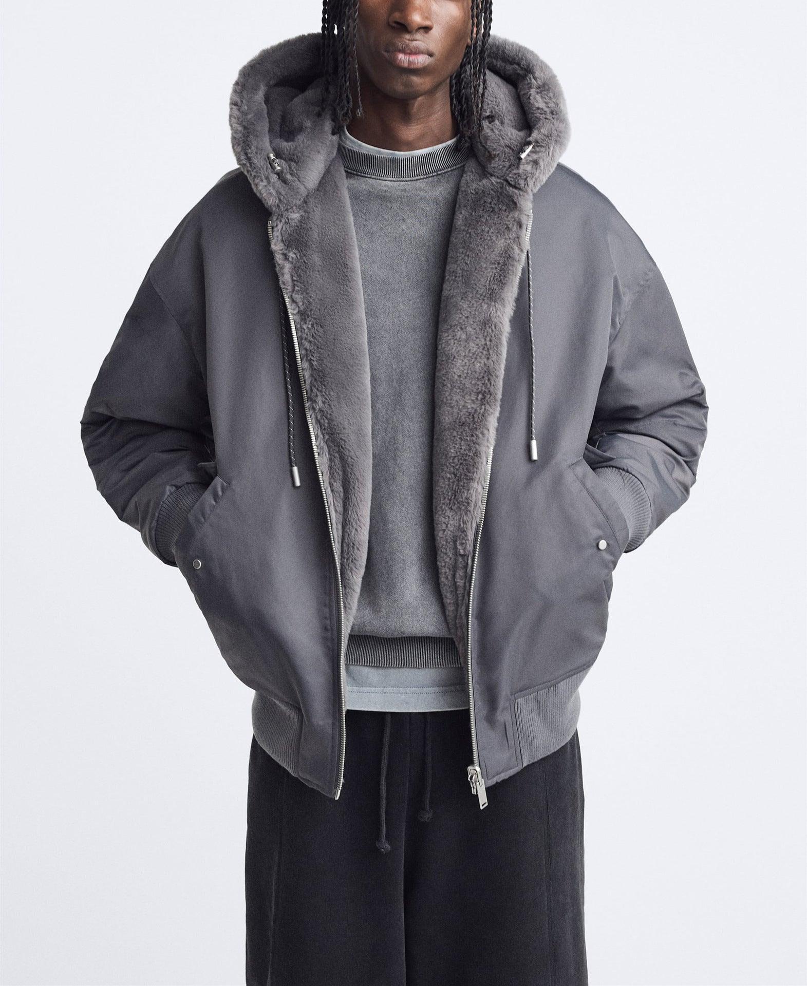 Plush Hooded Faux Fur coat - MRC STORETopMy StorePlush Hooded Faux Fur coatMRC STORECJXZ215759303CXBlackL