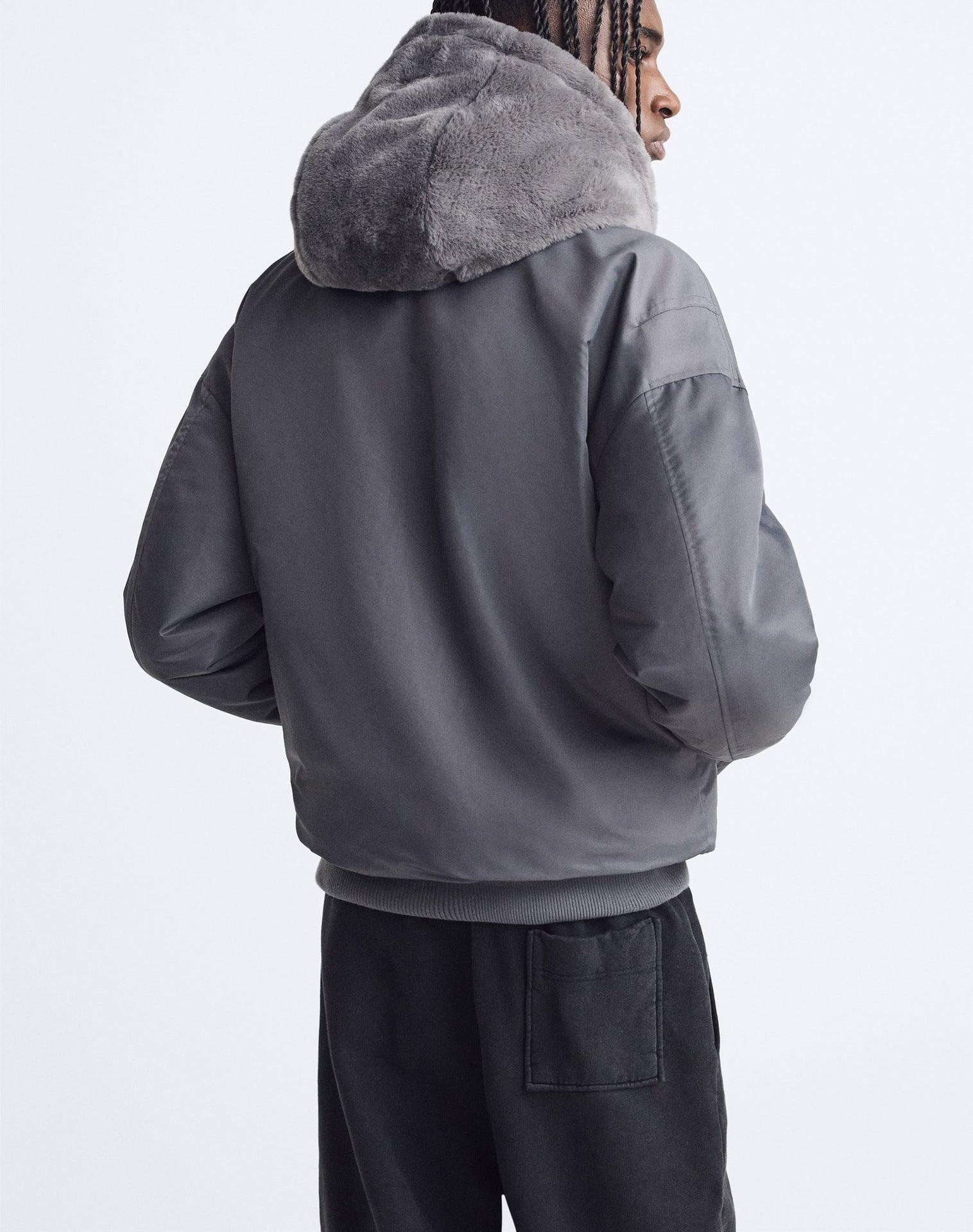 Plush Hooded Faux Fur coat - MRC STORETopMy StorePlush Hooded Faux Fur coat - Cozy and Stylish Outerwear for Cold Weather - Double - Sided Design with Stick Pockets - MRC STOREMRC STORECJXZ215759303CXBlackL