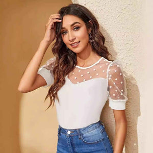 Polka Dot Mesh Top - MRC STORETopMy StorePolka Dot Mesh TopMRC STORECJCS210291508HSBlackL