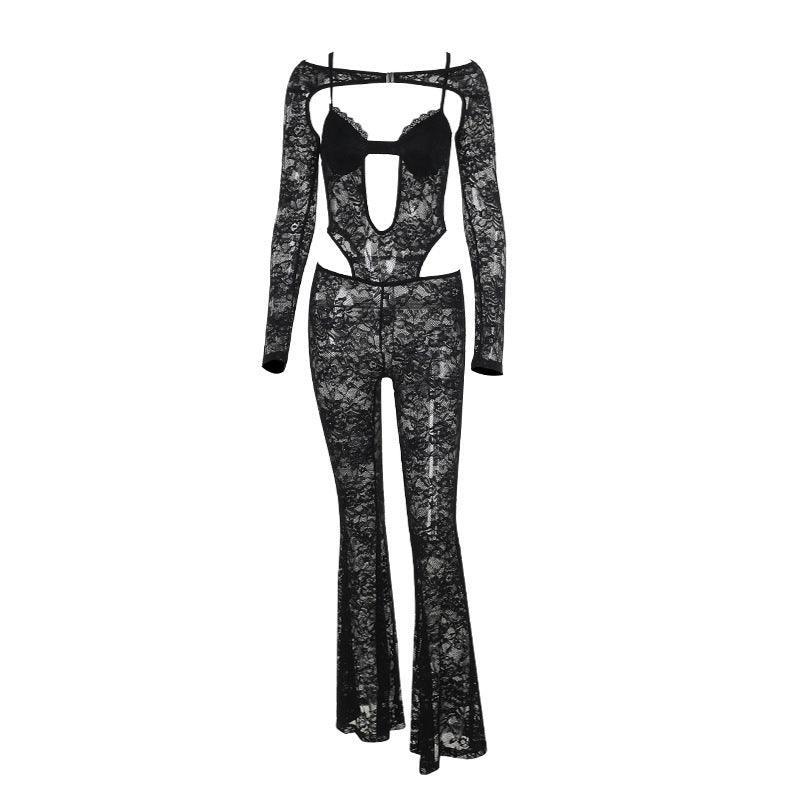 Slim - Fit Lace Long - Sleeved Jumpsuit Bold and Elegant in Black - MRC STORETopMy StoreSlim - Fit Lace Long - Sleeved Jumpsuit Bold and Elegant in Black - MRC STOREMRC STORECJLS216333903CXBlackL